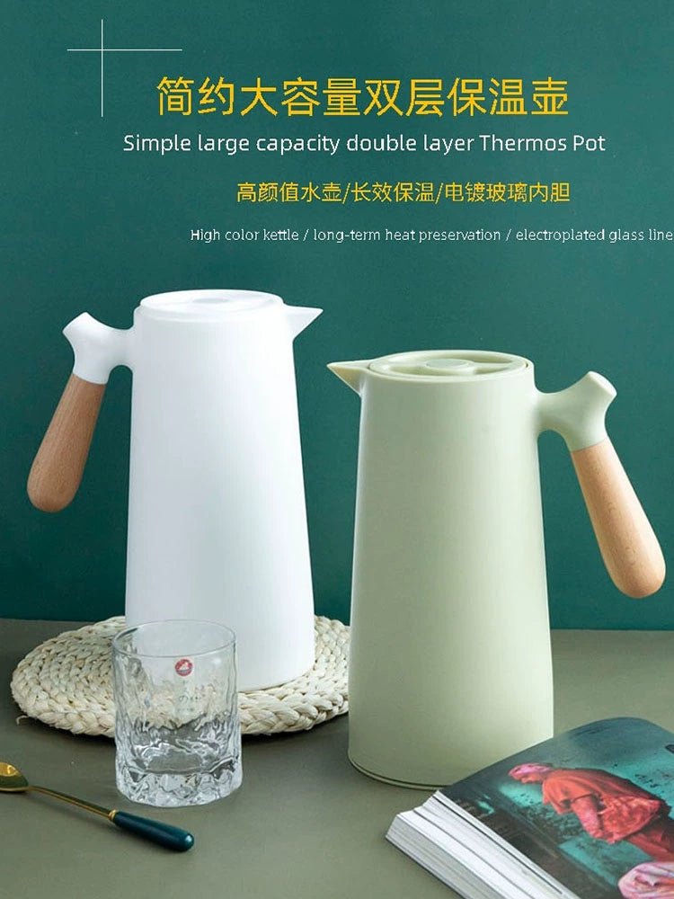 1L Large Capacity Thermos Nordic Thermal  Insulation Pot Hot Water Kettle Household Glass Liner Thermos Coffee Water Bottle