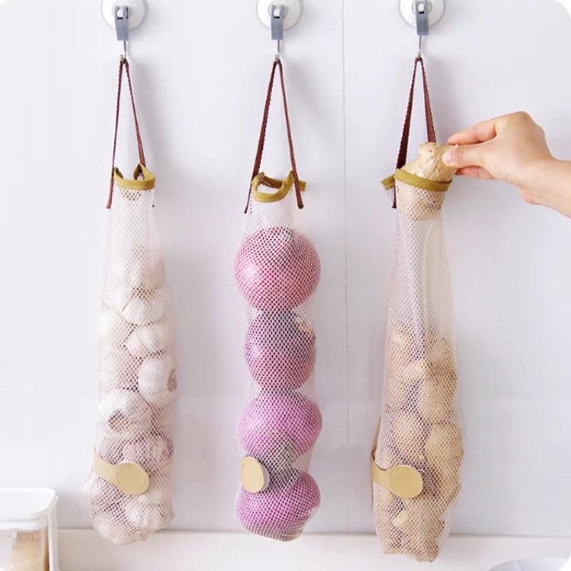 Kitchen Fruits Vegetables Storage Hanging Bags