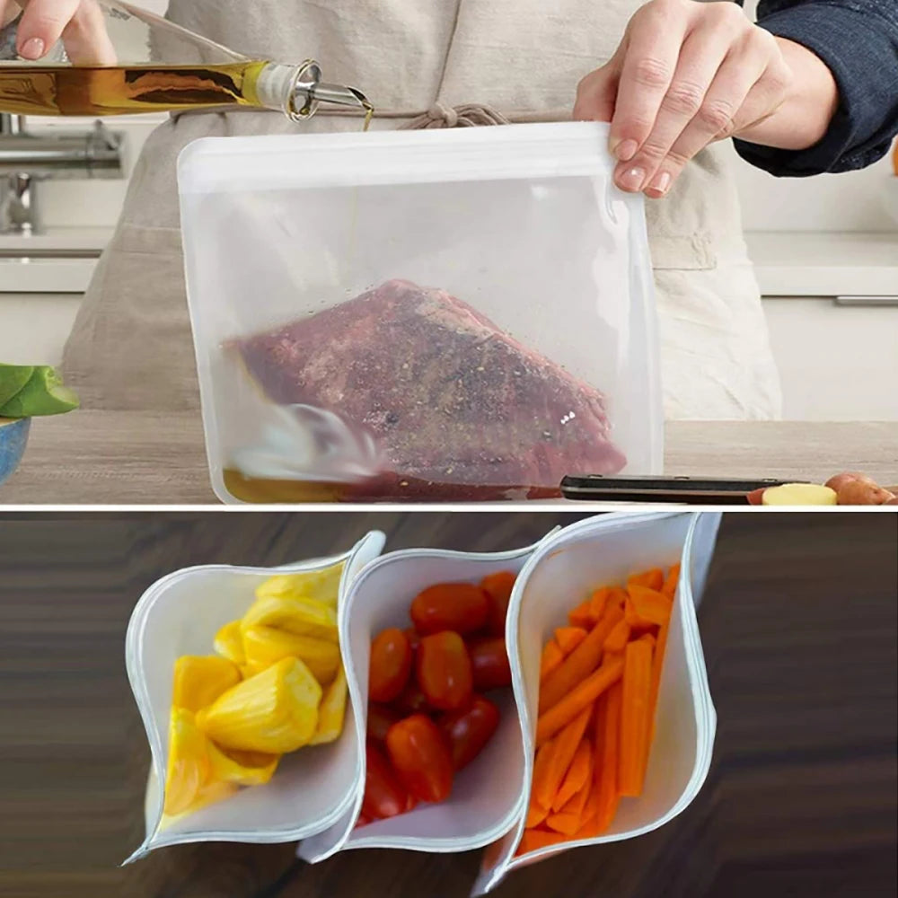 10Pcs Silicone Food Storage Bag Leakproof Reusable