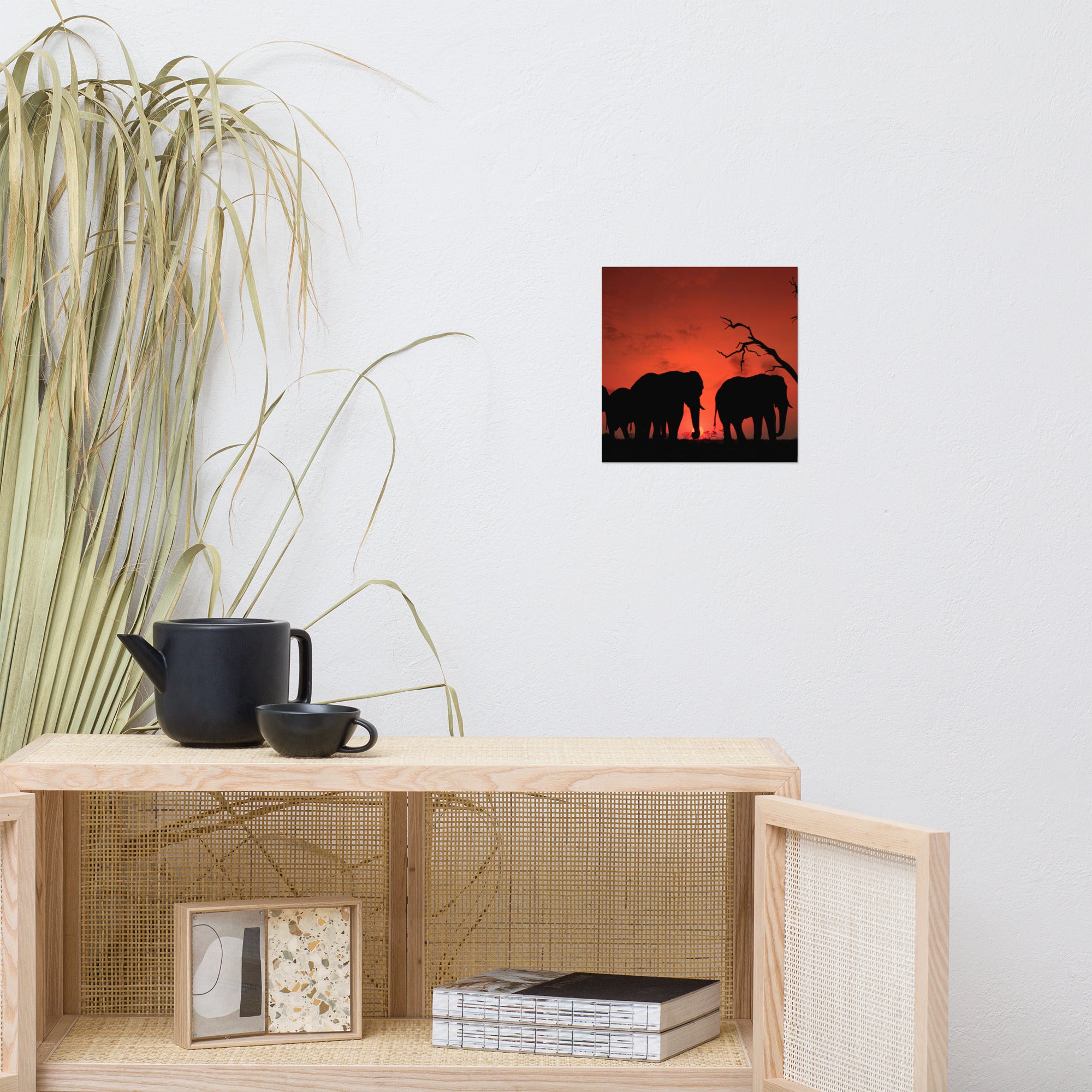 Elephant sunset Poster