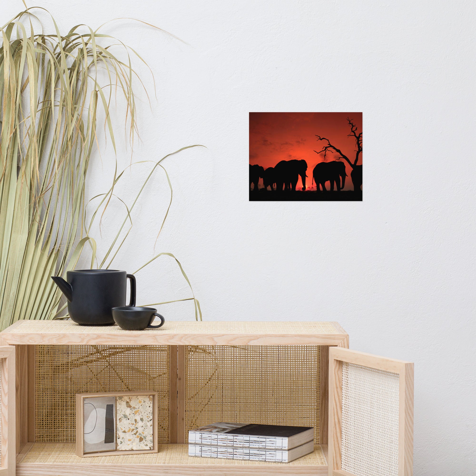 Elephant sunset Poster