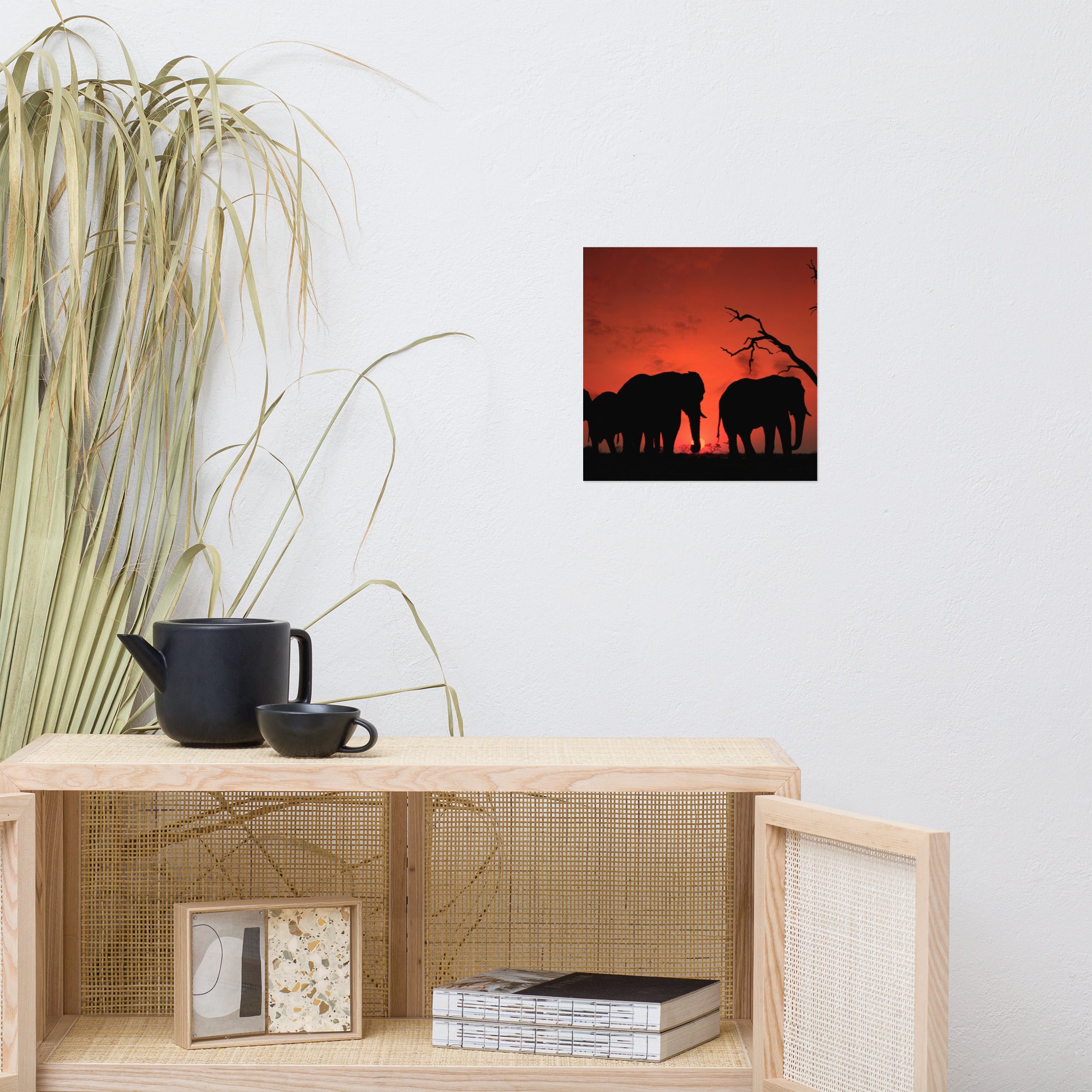 Elephant sunset Poster