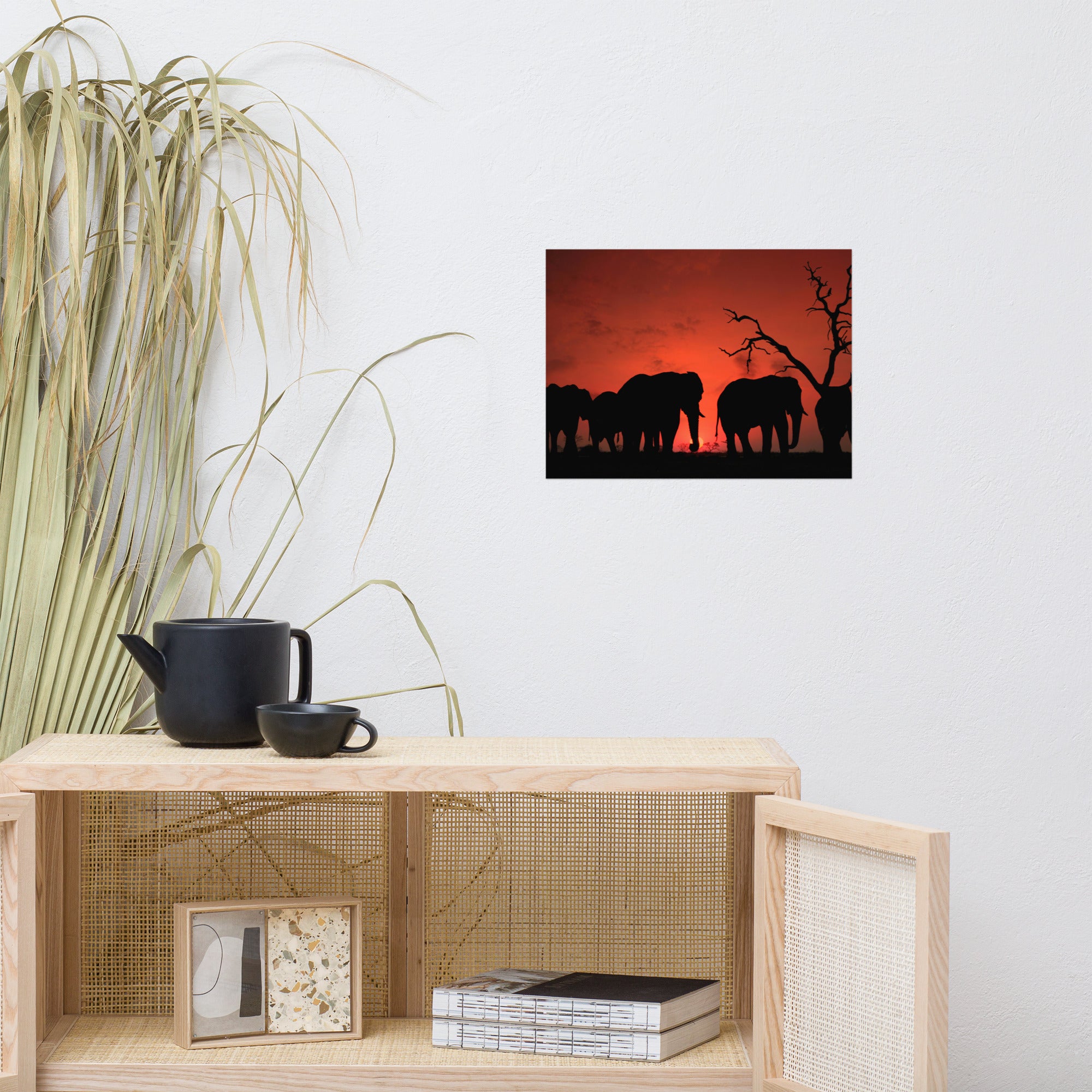 Elephant sunset Poster