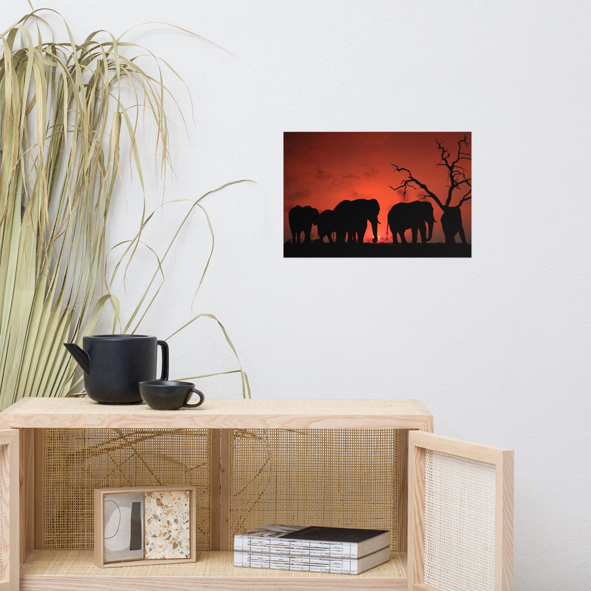 Elephant sunset Poster