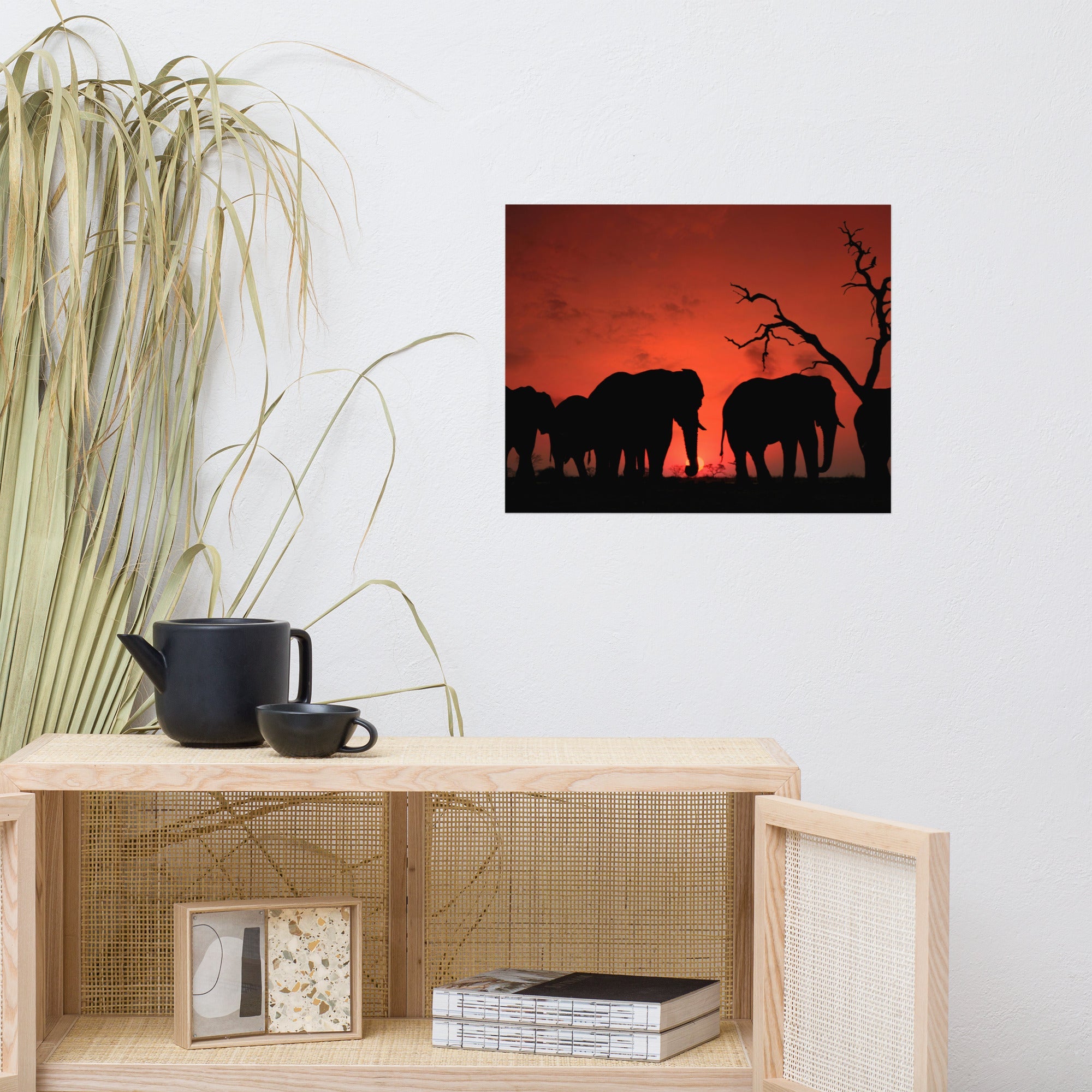 Elephant sunset Poster