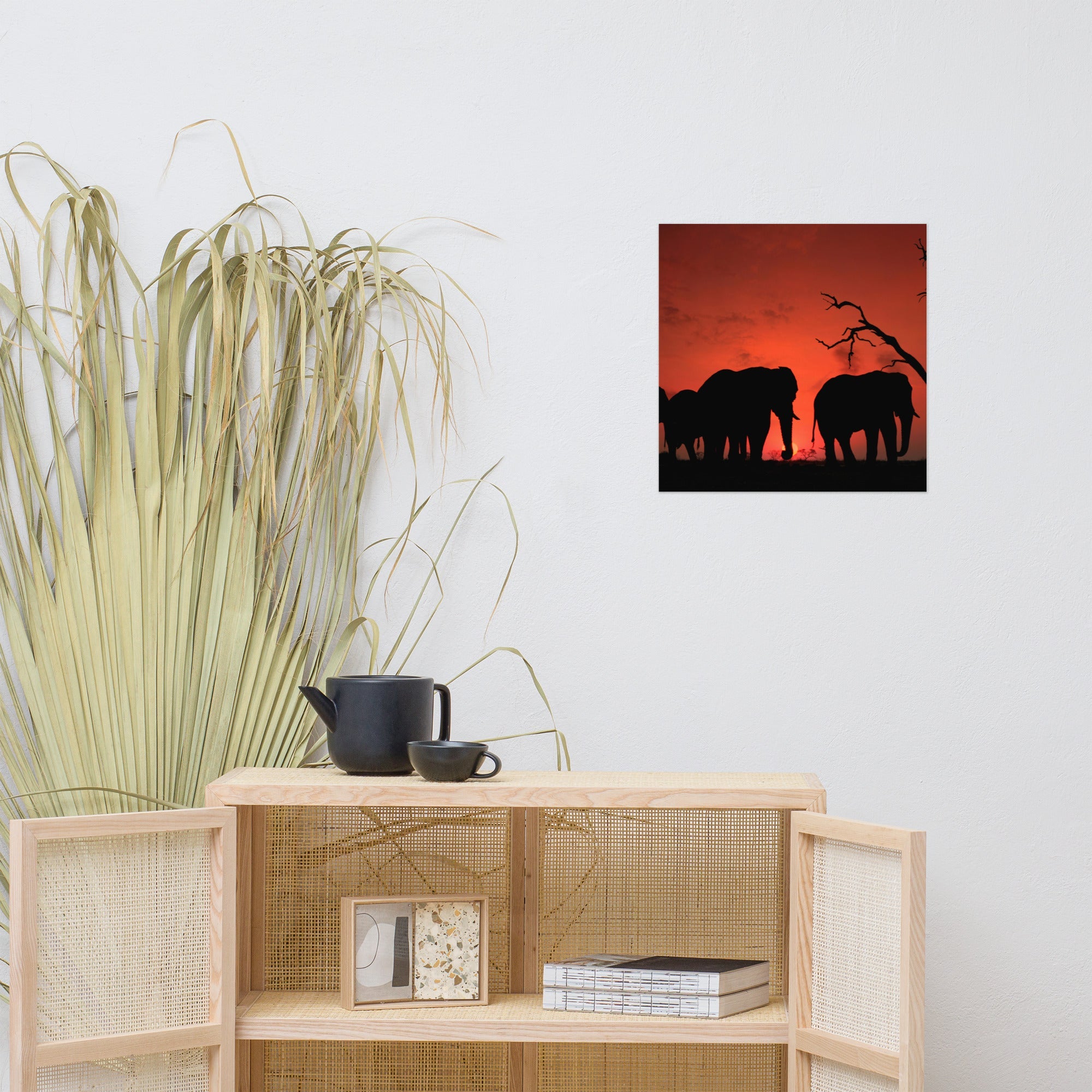 Elephant sunset Poster