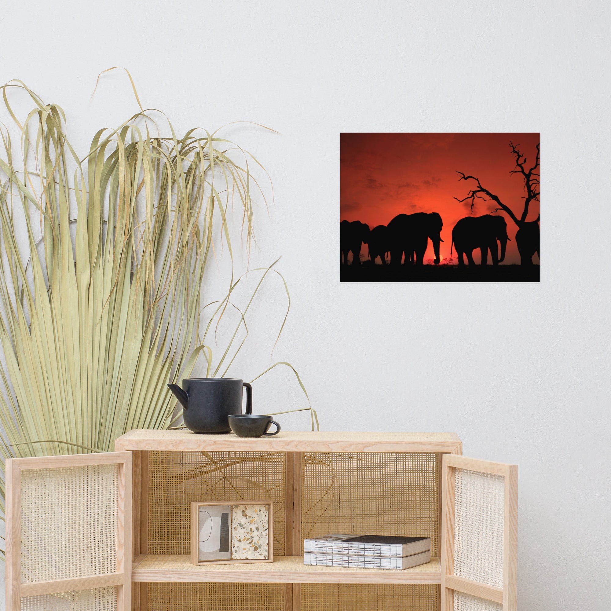 Elephant sunset Poster