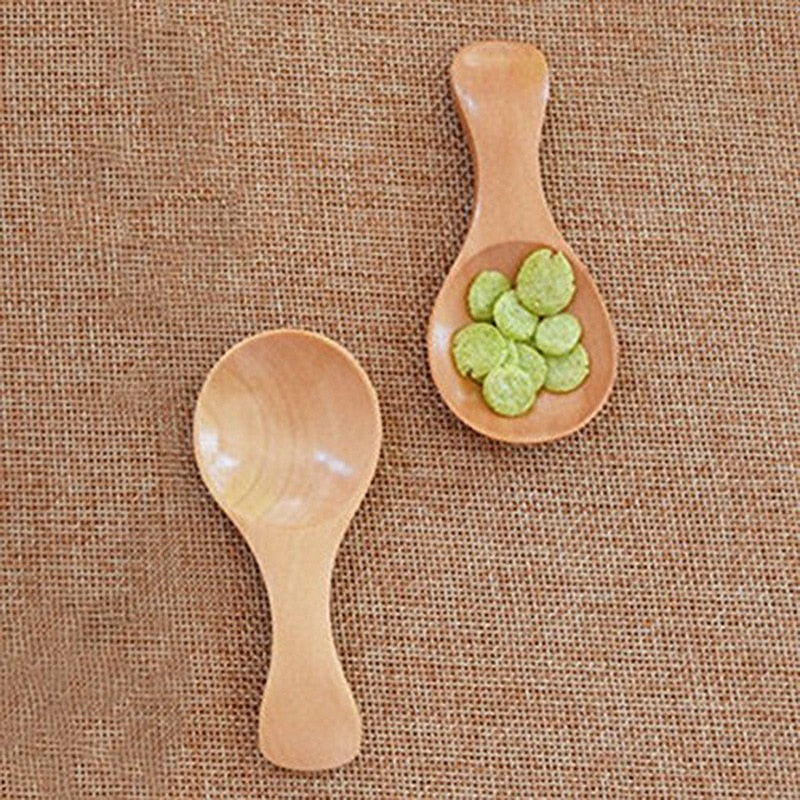 8Pcs Small Wooden Salt Spoon Solid Wood Condiments Spoon Handmade Honey Teaspoon Seasoning Sugar Coffee Tea Jam Mustard Ice Cream