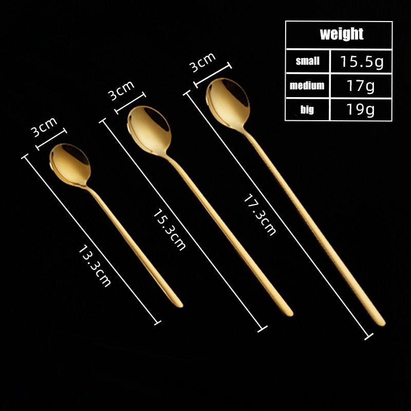 Tea Coffee Mixing Spoon Round Shape Stainless Steel Dessert Ice Cream Fruit Spoon Teaspoons Drink Tableware 1pcs