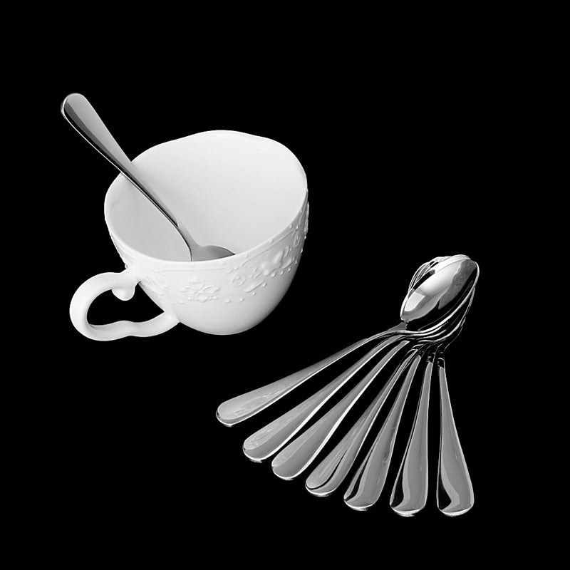 8 Pcs Demitasse Espresso Stainless Steel Spoon Tea Coffee Soup Rice