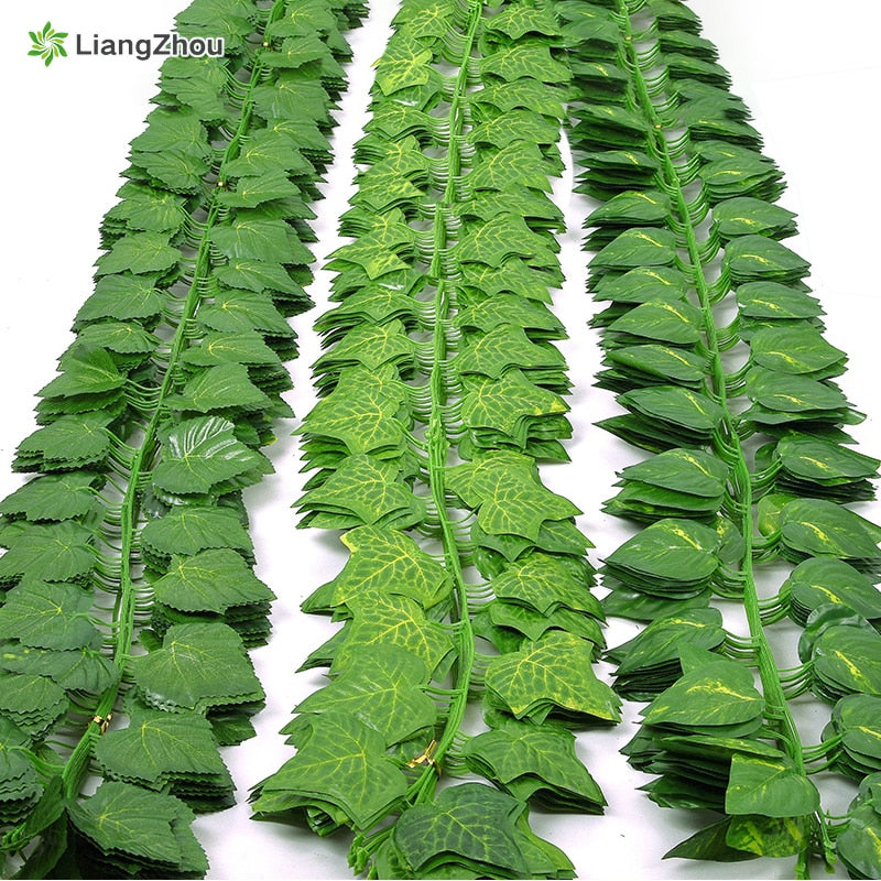 230cm Green Silk Artificial Hanging Ivy Leaf Plants vines leaves 1Pcs diy For Home Bathroom Decoration Garden Party Decor