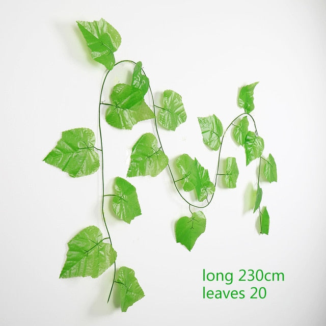 230cm Green Silk Artificial Hanging Ivy Leaf Plants vines leaves 1Pcs diy For Home Bathroom Decoration Garden Party Decor