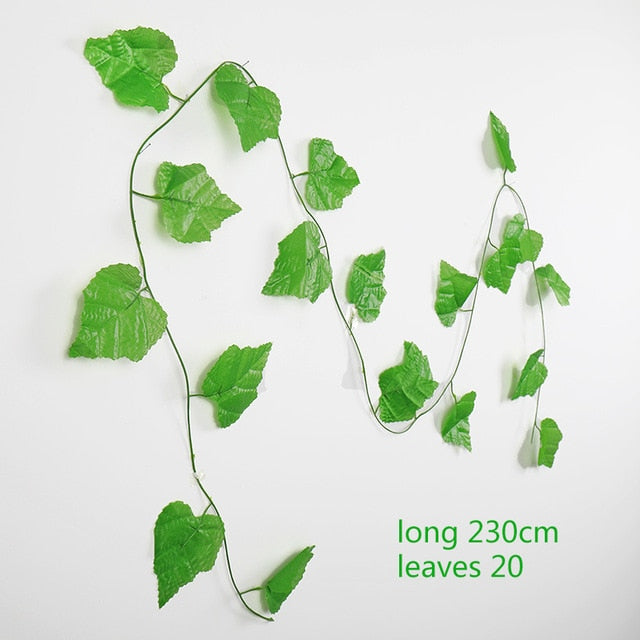 230cm Green Silk Artificial Hanging Ivy Leaf Plants vines leaves 1Pcs diy For Home Bathroom Decoration Garden Party Decor