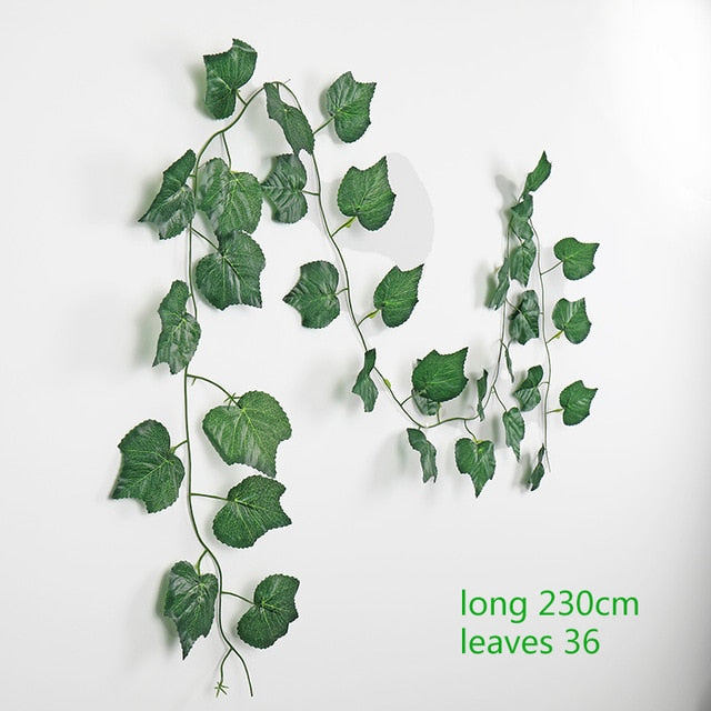 230cm Green Silk Artificial Hanging Ivy Leaf Plants vines leaves 1Pcs diy For Home Bathroom Decoration Garden Party Decor