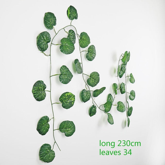 230cm Green Silk Artificial Hanging Ivy Leaf Plants vines leaves 1Pcs diy For Home Bathroom Decoration Garden Party Decor