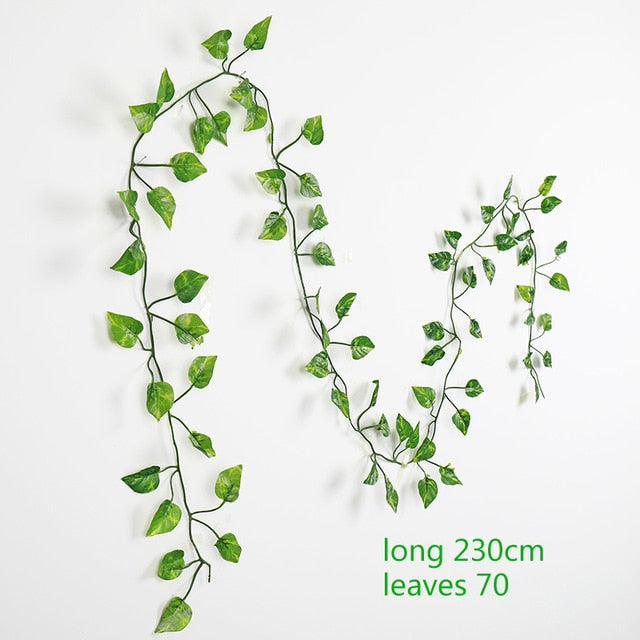 230cm Green Silk Artificial Hanging Ivy Leaf Plants vines leaves 1Pcs diy For Home Bathroom Decoration Garden Party Decor