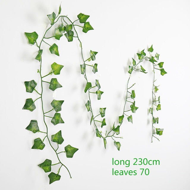 230cm Green Silk Artificial Hanging Ivy Leaf Plants vines leaves 1Pcs diy For Home Bathroom Decoration Garden Party Decor