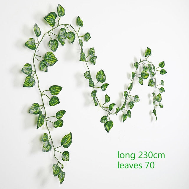 230cm Green Silk Artificial Hanging Ivy Leaf Plants vines leaves 1Pcs diy For Home Bathroom Decoration Garden Party Decor