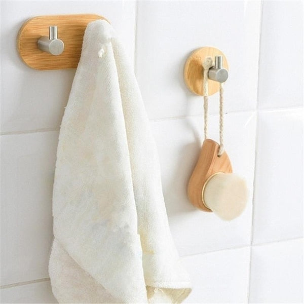 Self Adhesive Wood Bamboo Stainless Wall Hook