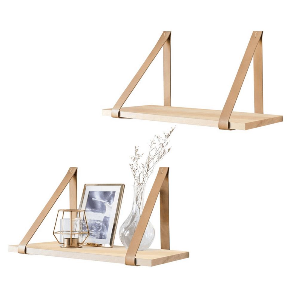 Mounted Wood Shelf With Hanging Rope