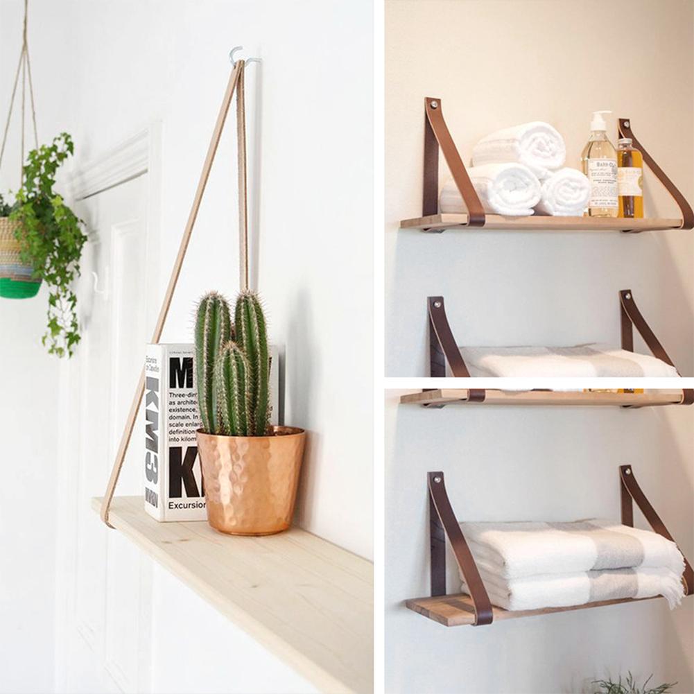 Mounted Wood Shelf With Hanging Rope