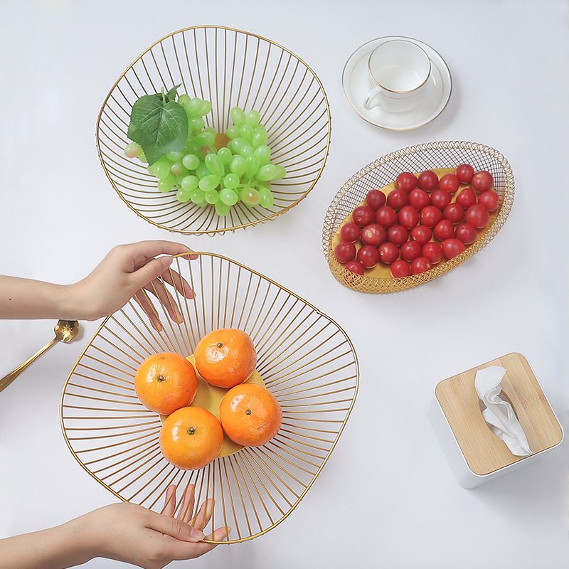 Nordic Style Fruit Vegetable Metal Storage Basket Decorated Display Bowl Rack Dining Table Decoration