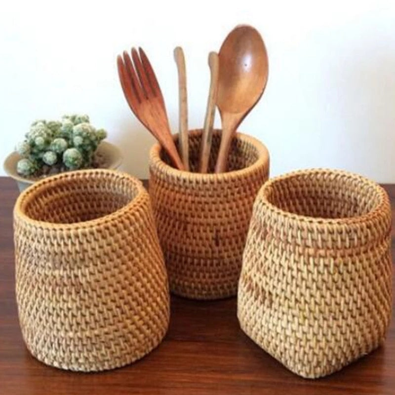 Manual Rattan Tube Shovel Spoons Bucket