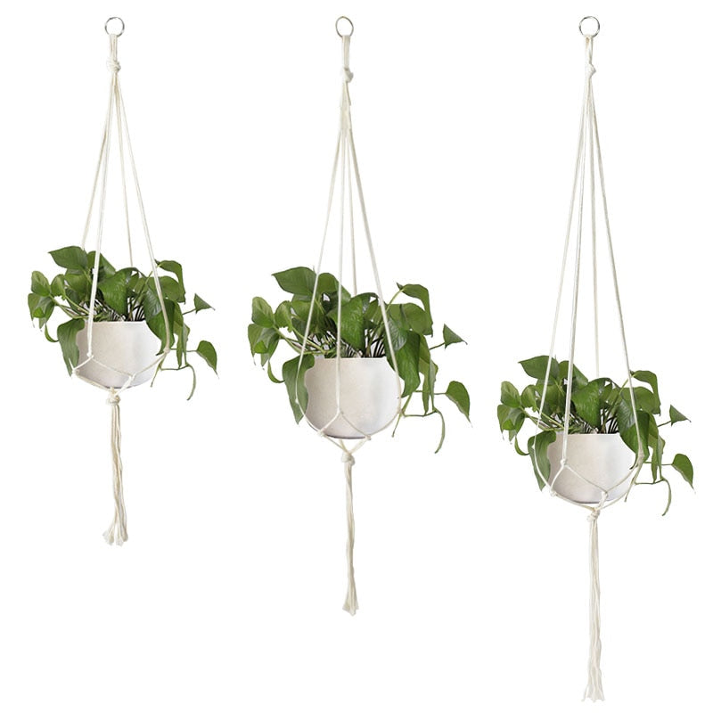 1Pc Handmade Macrame Plant Hanger Flowerpot Holder Basket Hanging Flowerpot Net Hanger For Countyard Home Garden Wall Decoration