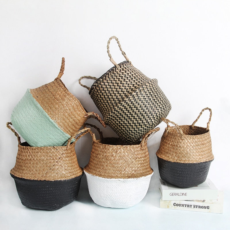 Storage Baskets Laundry Seagrass Baskets Wicker Hanging Flower Pot Baskets Storage Flower Home Pot Basket for Toys