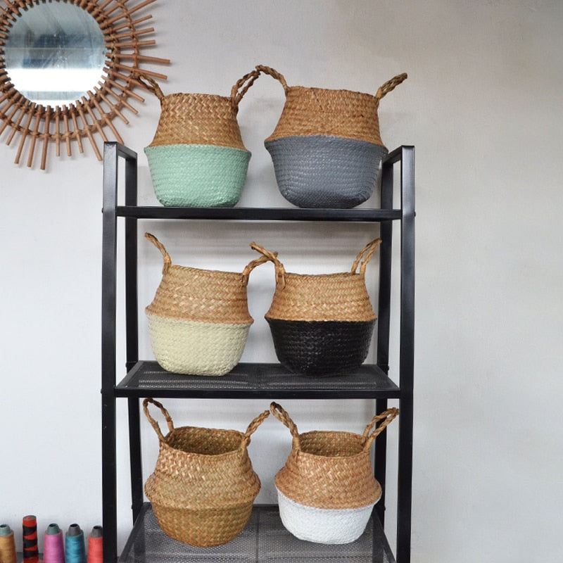 Storage Baskets Laundry Seagrass Baskets Wicker Hanging Flower Pot Baskets Storage Flower Home Pot Basket for Toys