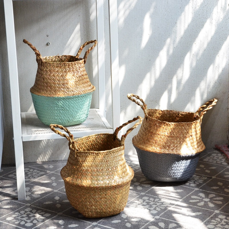 Storage Baskets Laundry Seagrass Baskets Wicker Hanging Flower Pot Baskets Storage Flower Home Pot Basket for Toys