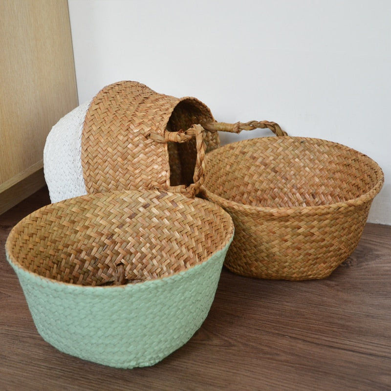 Storage Baskets Laundry Seagrass Baskets Wicker Hanging Flower Pot Baskets Storage Flower Home Pot Basket for Toys