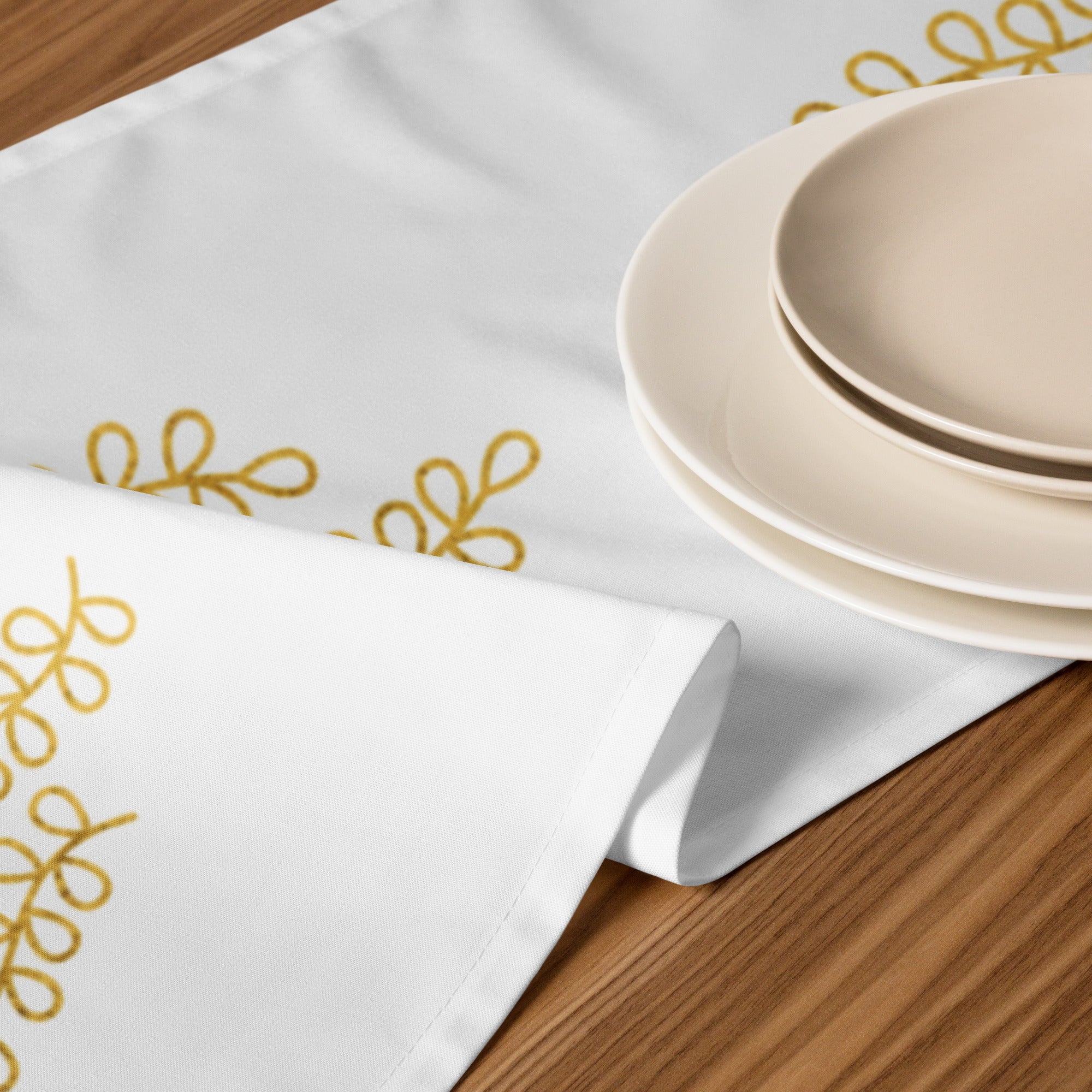 Gold & White Table runner