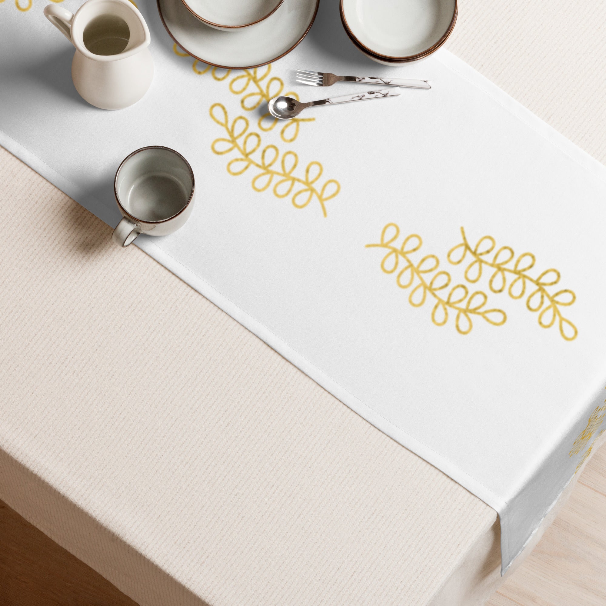 Gold & White Table runner